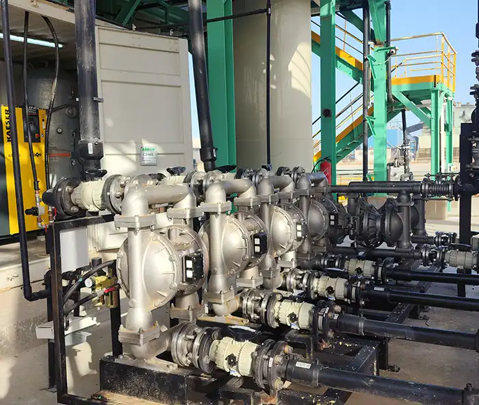 משאבות דיאפרגמה מנירוסטה - התקנה במפעל